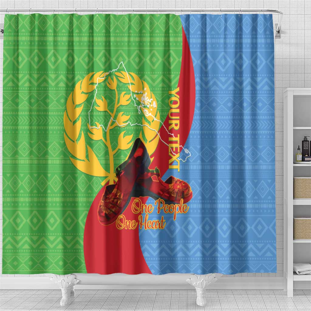 Personalised Eritrea Independence Day Shower Curtain Shida Shoes One People One Heart LT14
