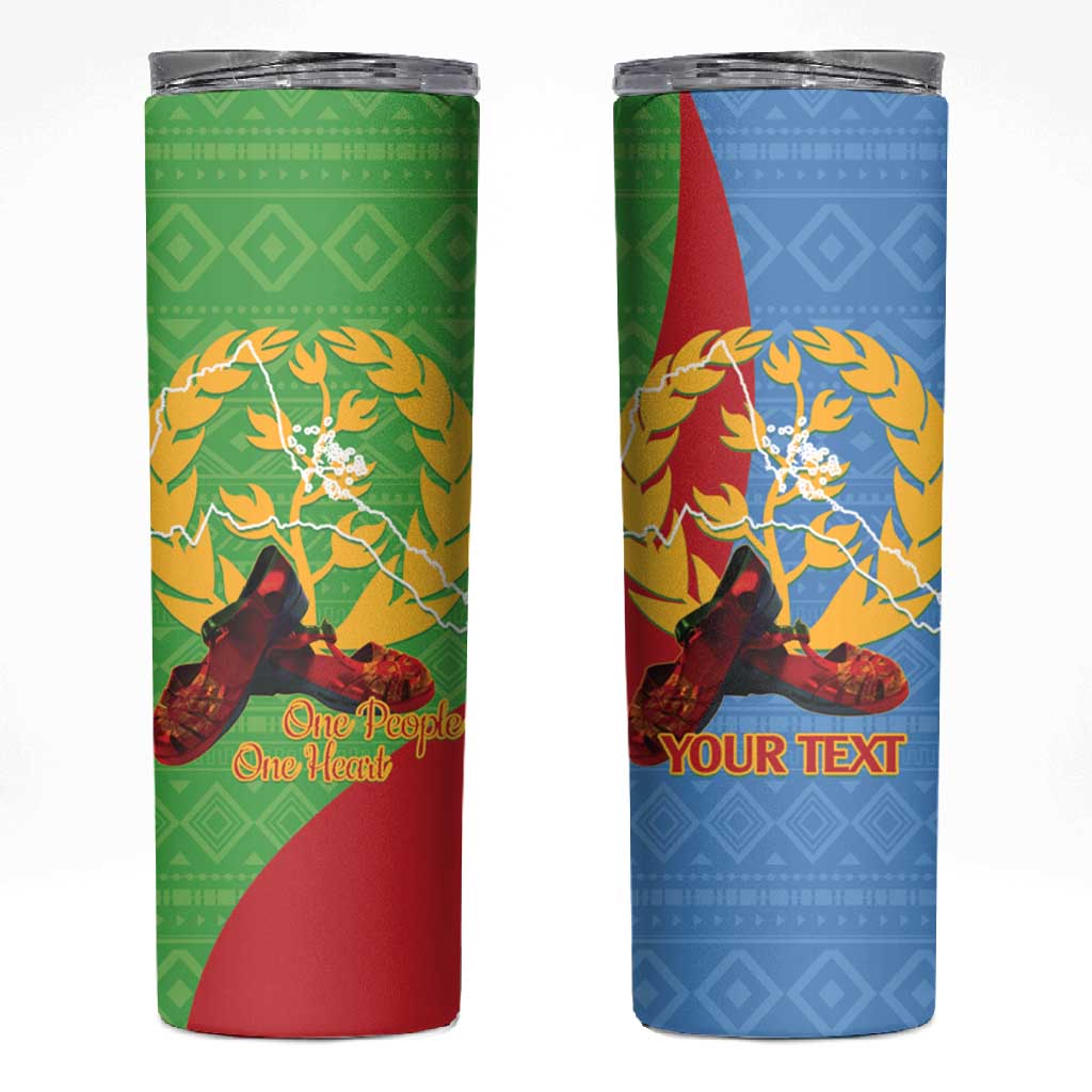 Personalised Eritrea Independence Day Skinny Tumbler Shida Shoes Olive Branch African Pattern LT14