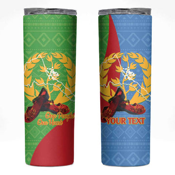 Personalised Eritrea Independence Day Skinny Tumbler Shida Shoes Olive Branch African Pattern LT14