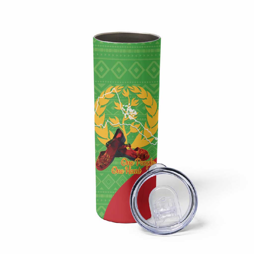 Personalised Eritrea Independence Day Skinny Tumbler Shida Shoes Olive Branch African Pattern LT14