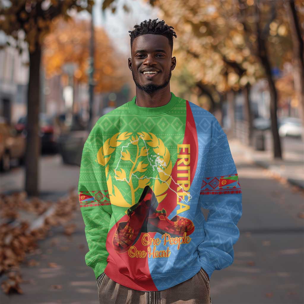 Personalised Eritrea Independence Day Sweatshirt Shida Shoes Olive Branch African Pattern LT14