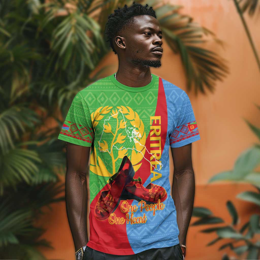 Personalised Eritrea Independence Day T shirt Shida Shoes Olive Branch African Pattern LT14