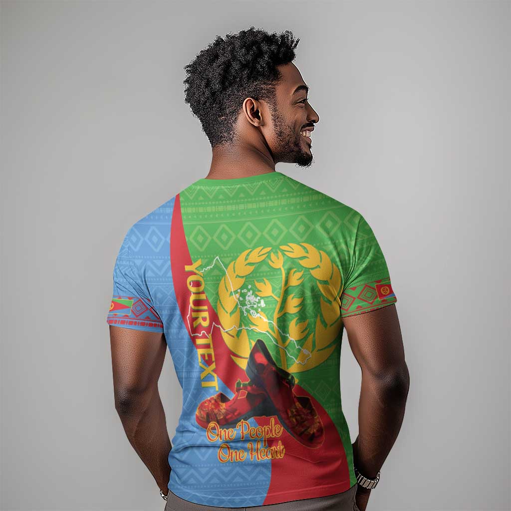 Personalised Eritrea Independence Day T shirt Shida Shoes Olive Branch African Pattern LT14