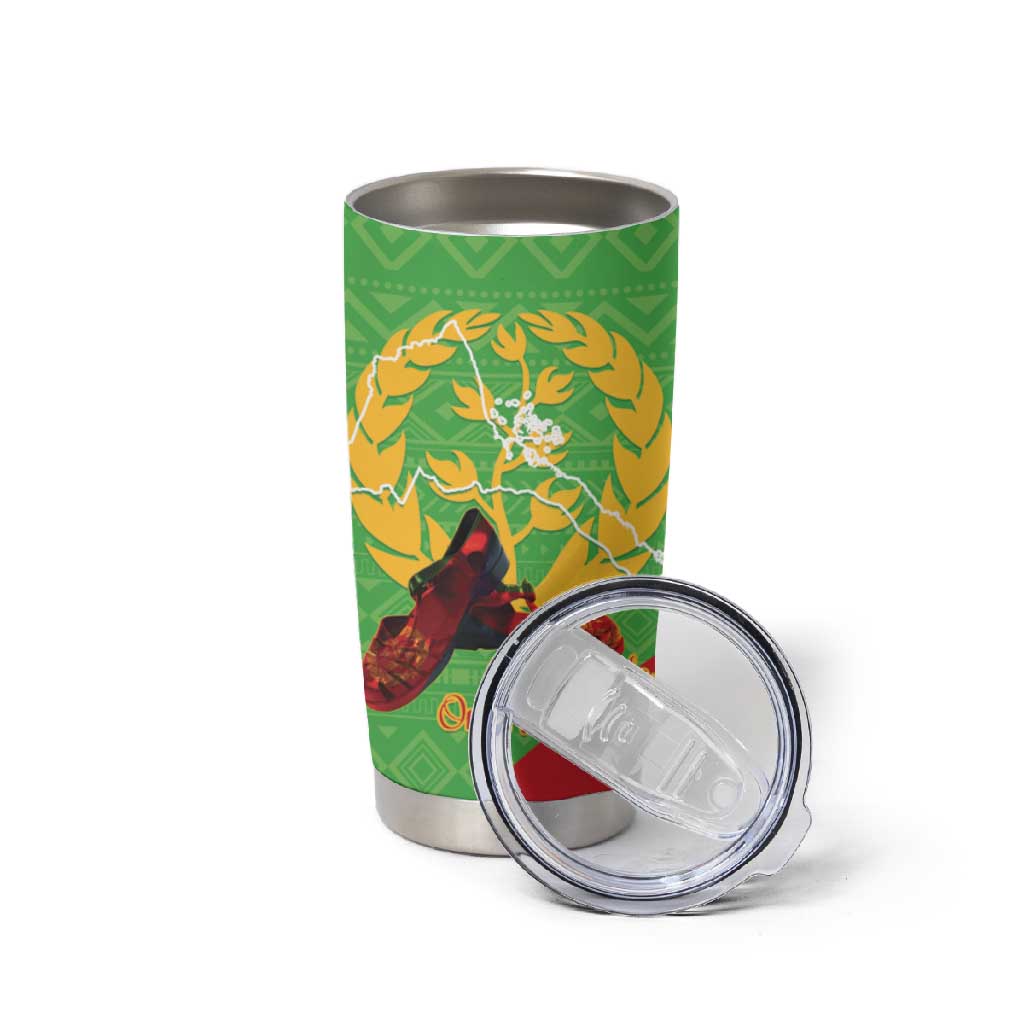 Personalised Eritrea Independence Day Tumbler Cup Shida Shoes Olive Branch African Pattern LT14