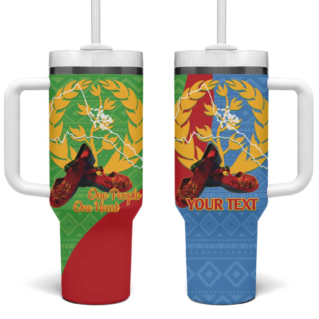 Personalised Eritrea Independence Day Tumbler With Handle Shida Shoes Olive Branch African Pattern LT14