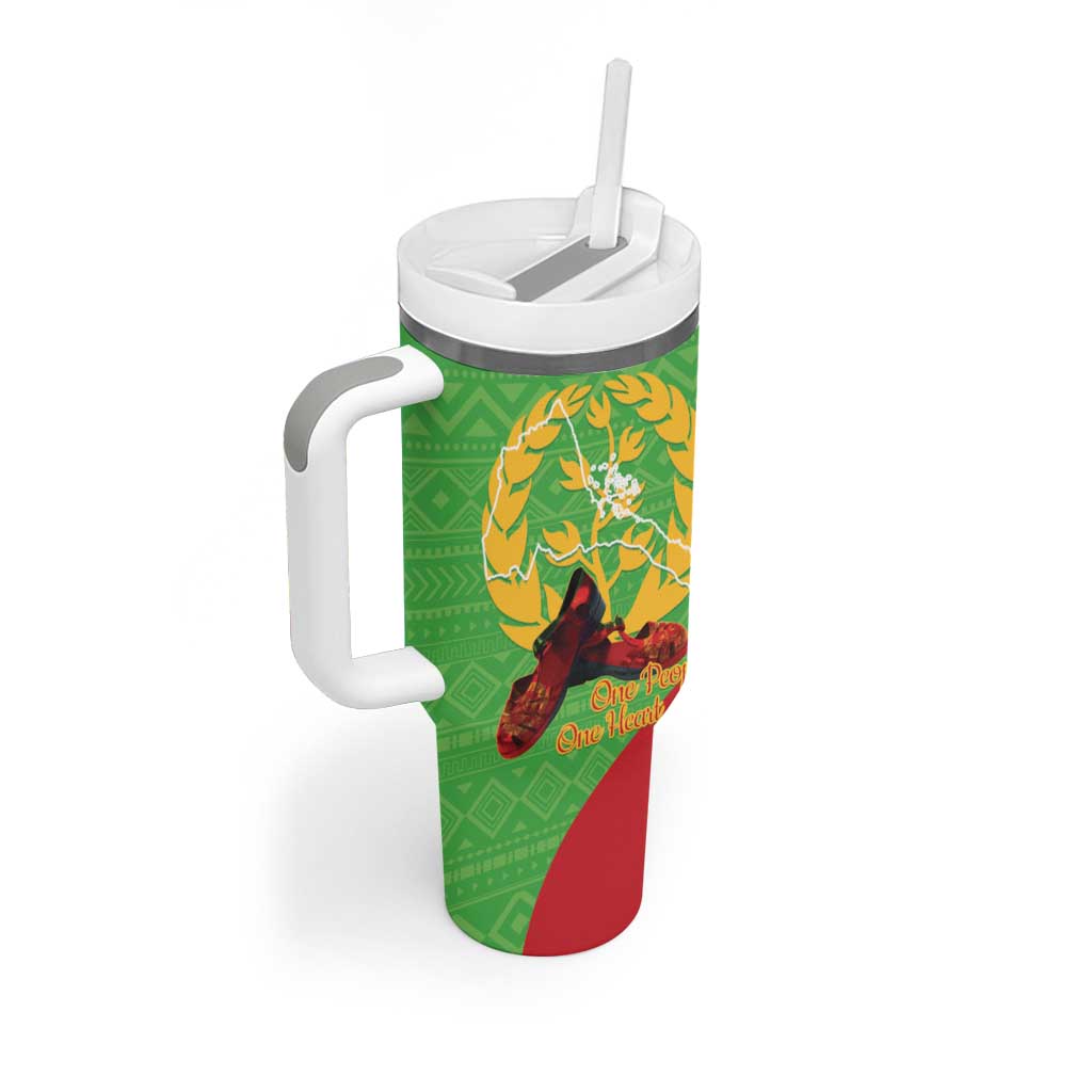 Personalised Eritrea Independence Day Tumbler With Handle Shida Shoes Olive Branch African Pattern LT14