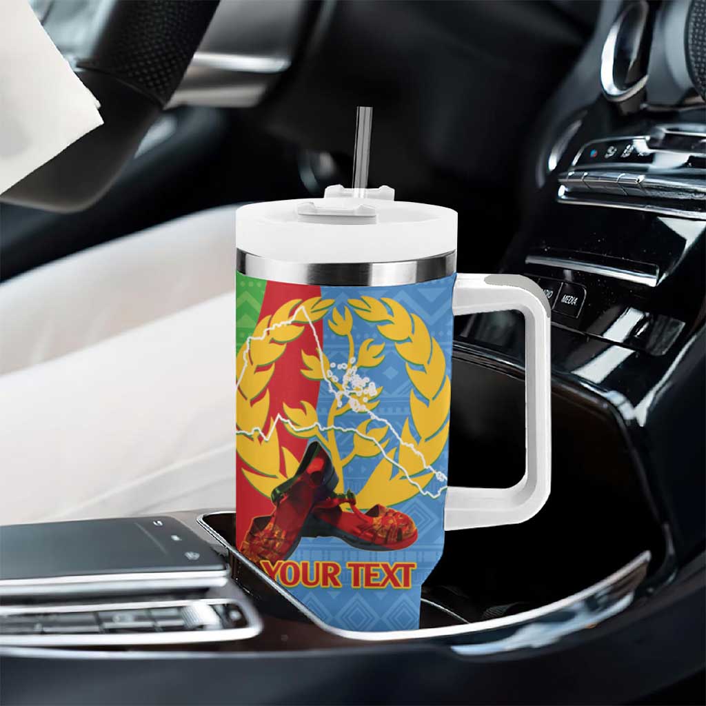 Personalised Eritrea Independence Day Tumbler With Handle Shida Shoes Olive Branch African Pattern LT14