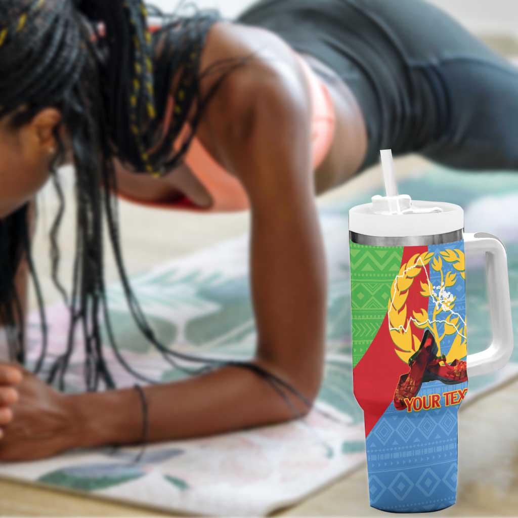 Personalised Eritrea Independence Day Tumbler With Handle Shida Shoes Olive Branch African Pattern LT14