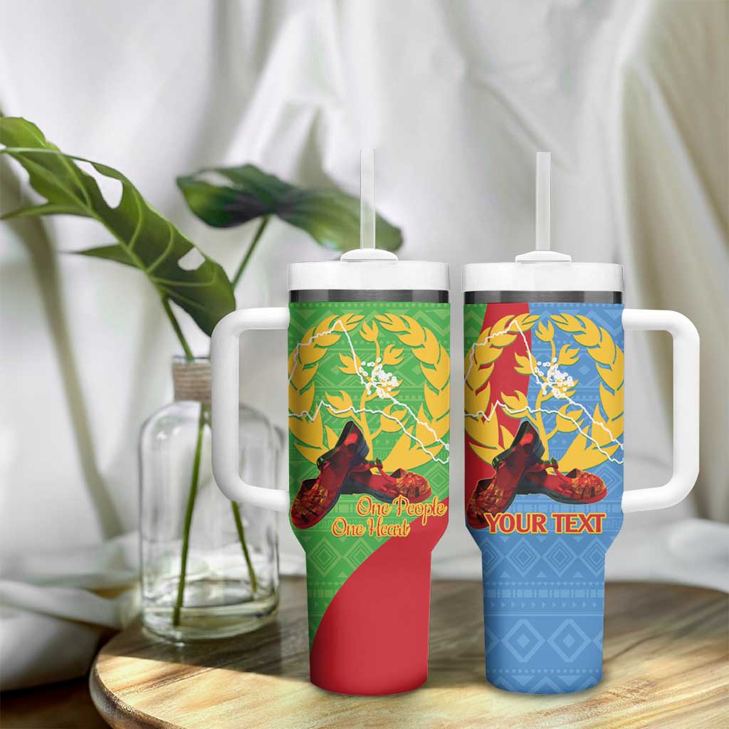 Personalised Eritrea Independence Day Tumbler With Handle Shida Shoes Olive Branch African Pattern LT14