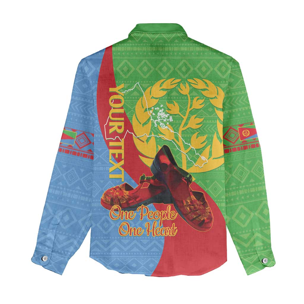 Personalised Eritrea Independence Day Women Casual Shirt Shida Shoes Olive Branch African Pattern LT14