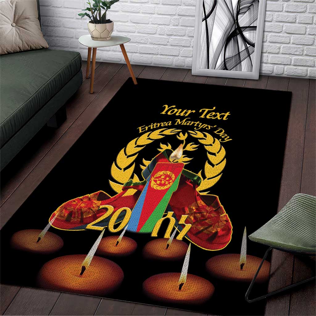 Custom Eritrea Martyrs' Day Area Rug 20 June Shida Shoes With Candles - Black LT14