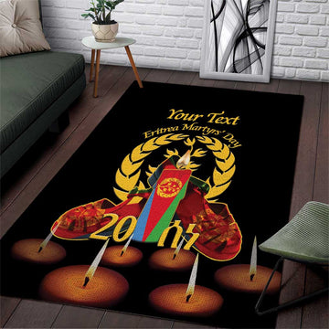 Custom Eritrea Martyrs' Day Area Rug 20 June Shida Shoes With Candles - Black LT14