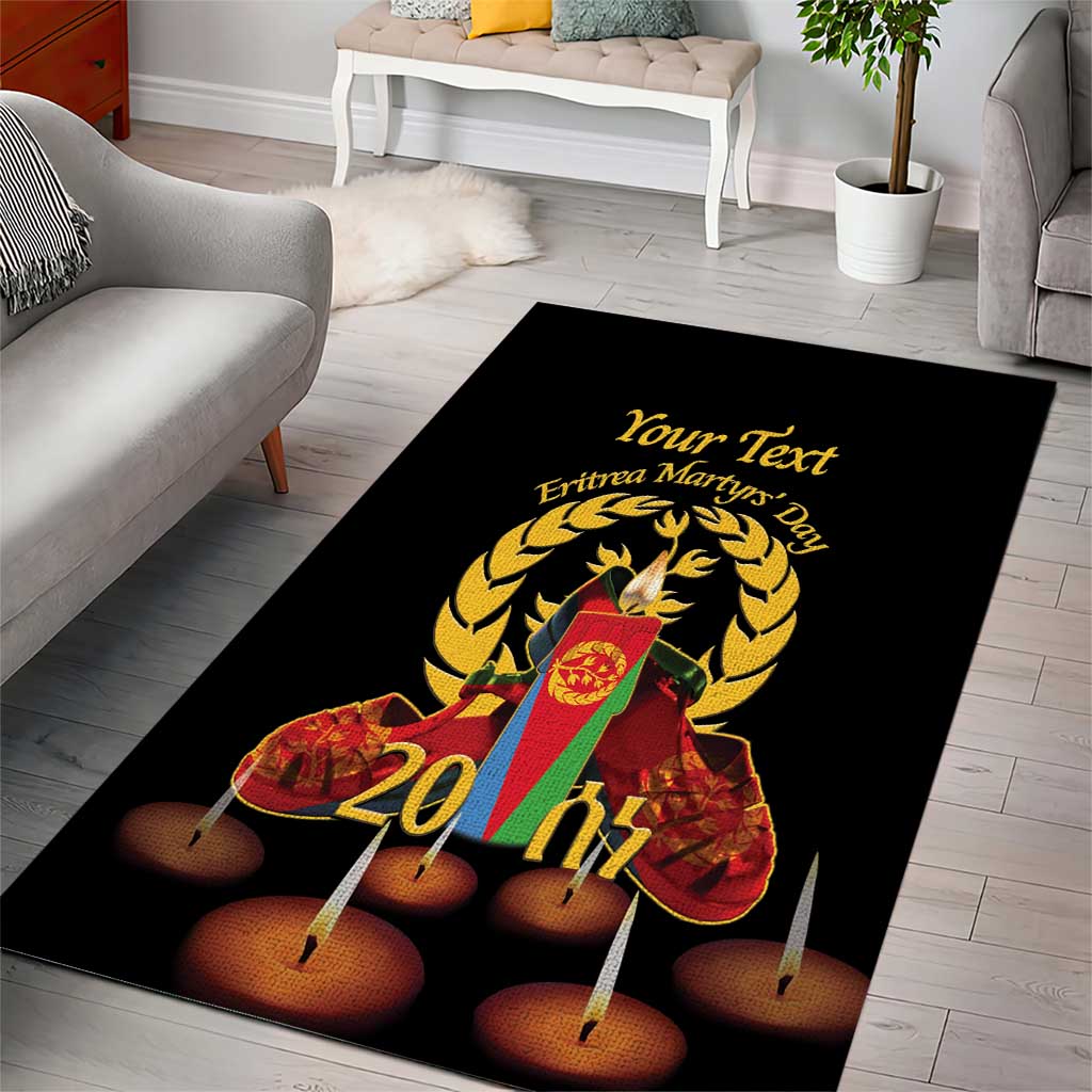 Custom Eritrea Martyrs' Day Area Rug 20 June Shida Shoes With Candles - Black LT14