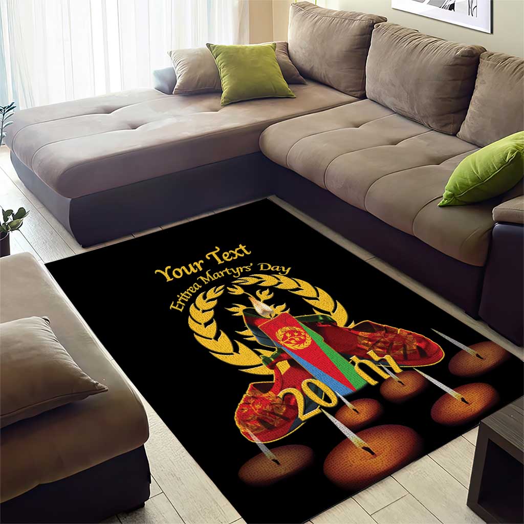 Custom Eritrea Martyrs' Day Area Rug 20 June Shida Shoes With Candles - Black LT14