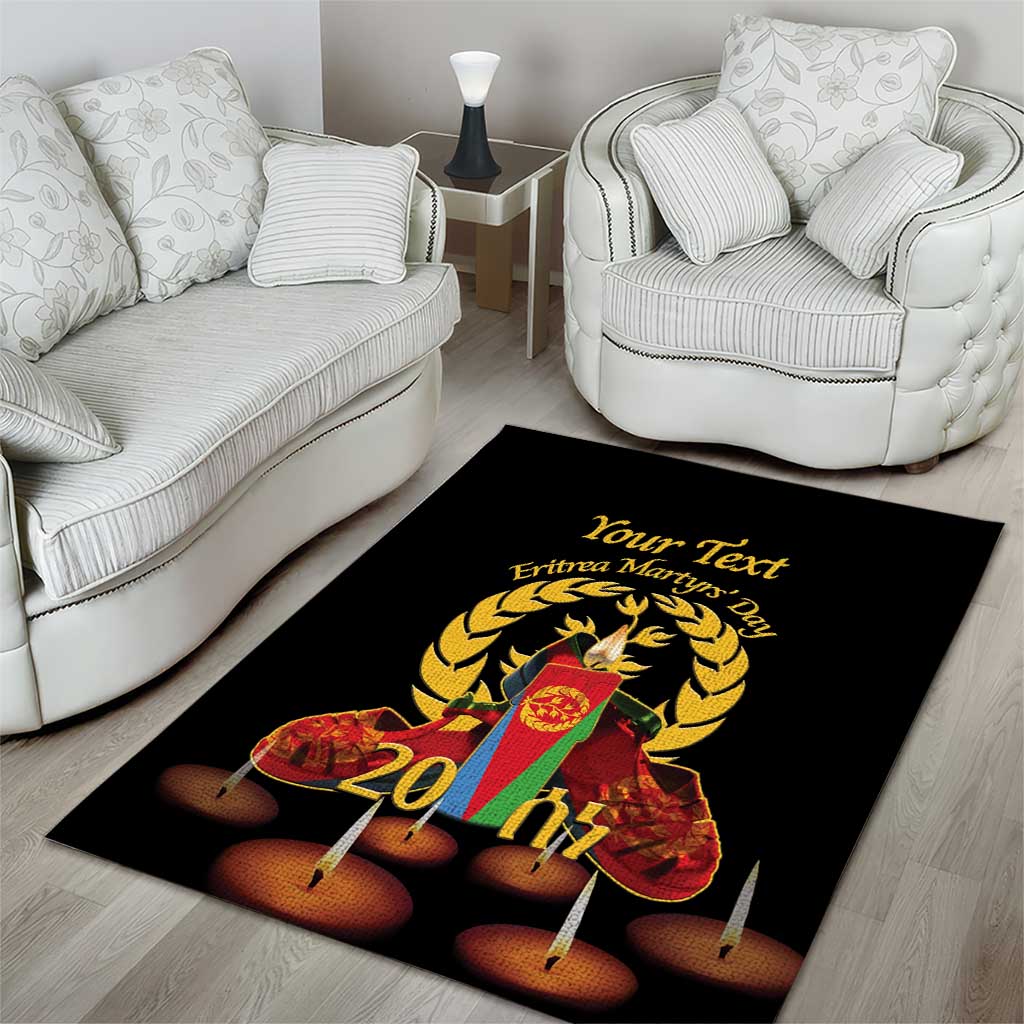 Custom Eritrea Martyrs' Day Area Rug 20 June Shida Shoes With Candles - Black LT14