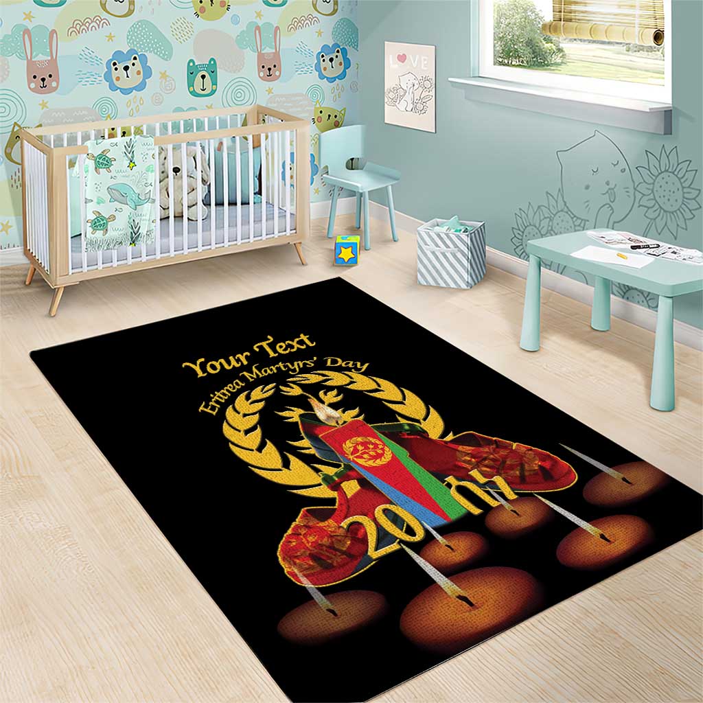 Custom Eritrea Martyrs' Day Area Rug 20 June Shida Shoes With Candles - Black LT14