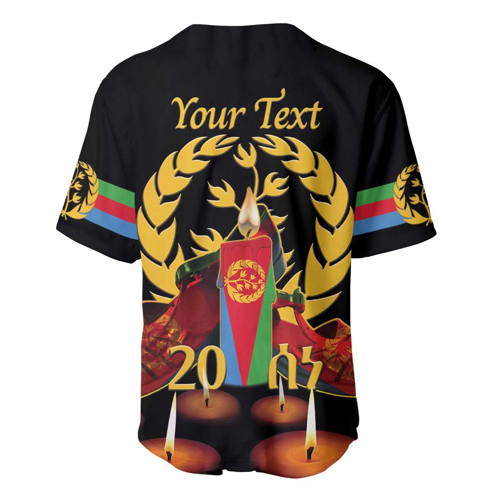Custom Eritrea Martyrs' Day Baseball Jersey 20 June Shida Shoes With Candles - Black LT14