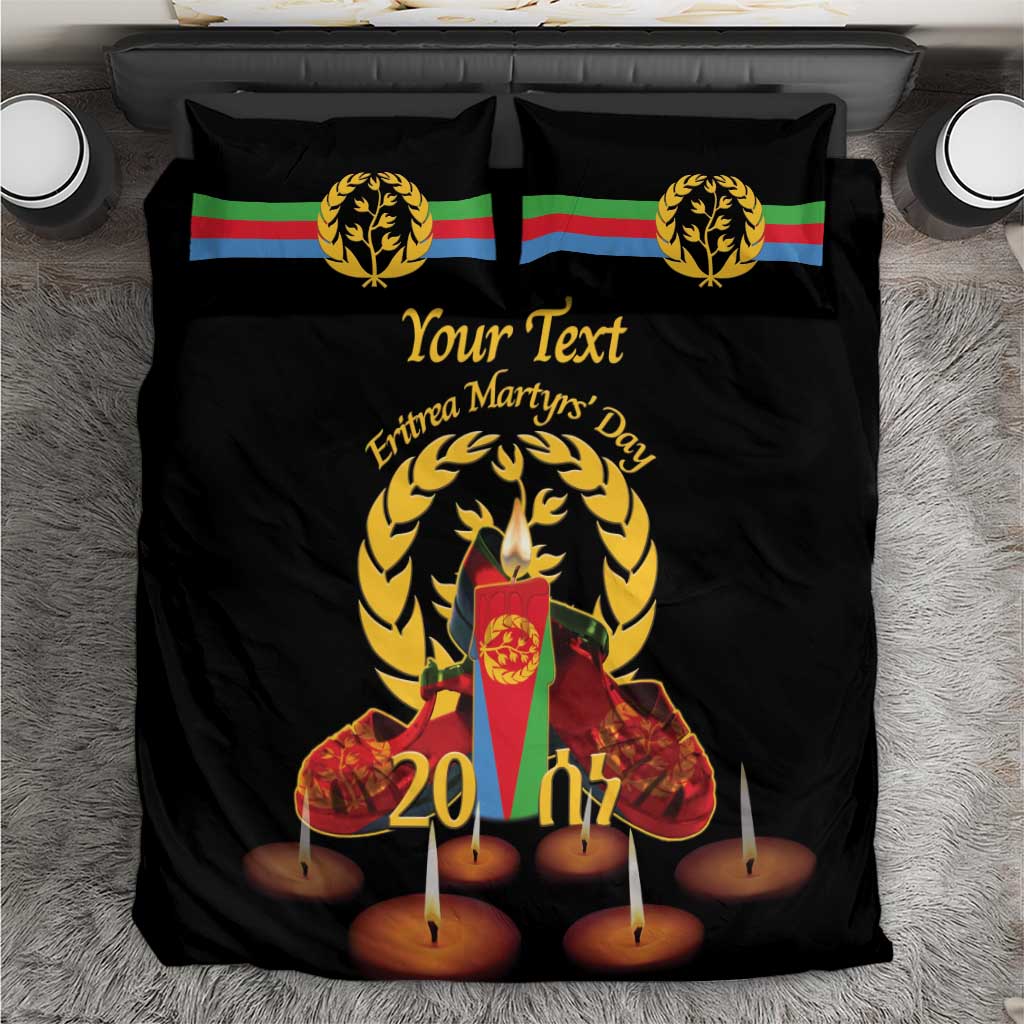 Custom Eritrea Martyrs' Day Bedding Set 20 June Shida Shoes With Candles - Black LT14