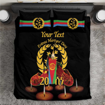Custom Eritrea Martyrs' Day Bedding Set 20 June Shida Shoes With Candles - Black LT14