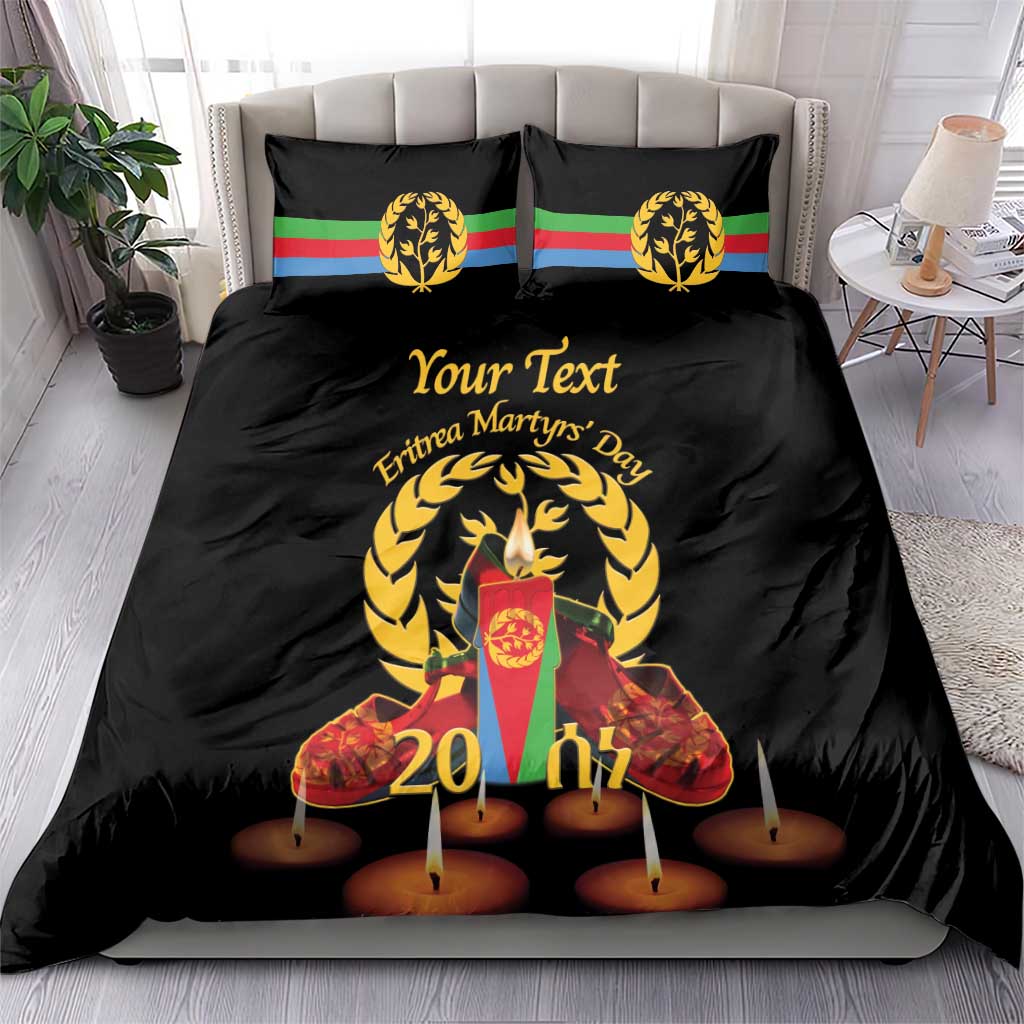 Custom Eritrea Martyrs' Day Bedding Set 20 June Shida Shoes With Candles - Black LT14