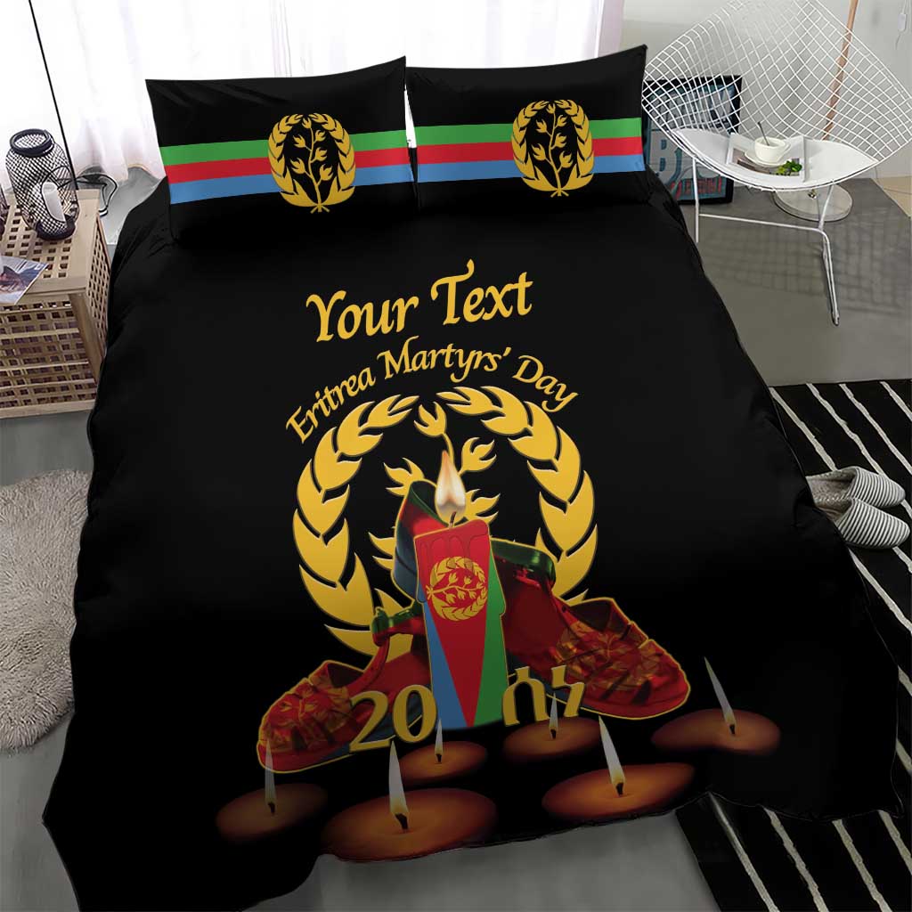 Custom Eritrea Martyrs' Day Bedding Set 20 June Shida Shoes With Candles - Black LT14