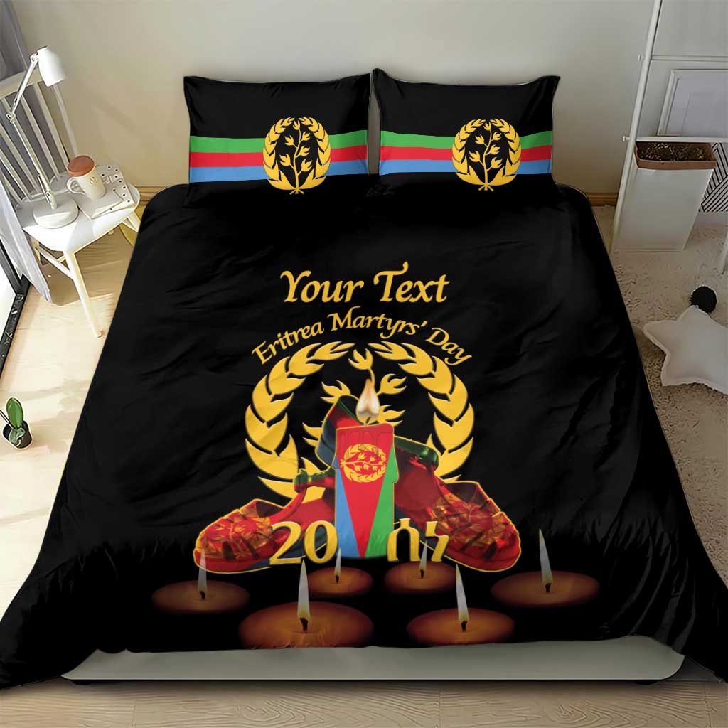 Custom Eritrea Martyrs' Day Bedding Set 20 June Shida Shoes With Candles - Black LT14