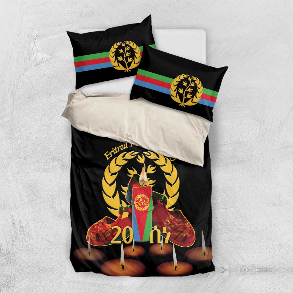 Custom Eritrea Martyrs' Day Bedding Set 20 June Shida Shoes With Candles - Black LT14