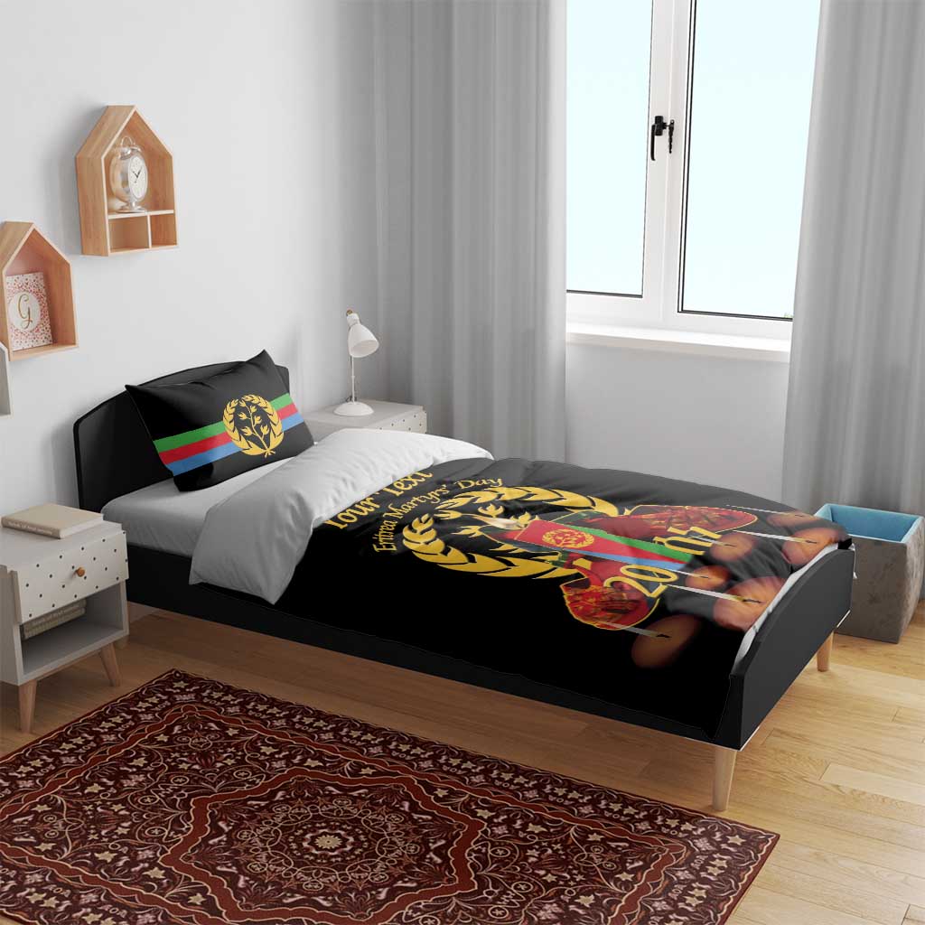 Custom Eritrea Martyrs' Day Bedding Set 20 June Shida Shoes With Candles - Black LT14