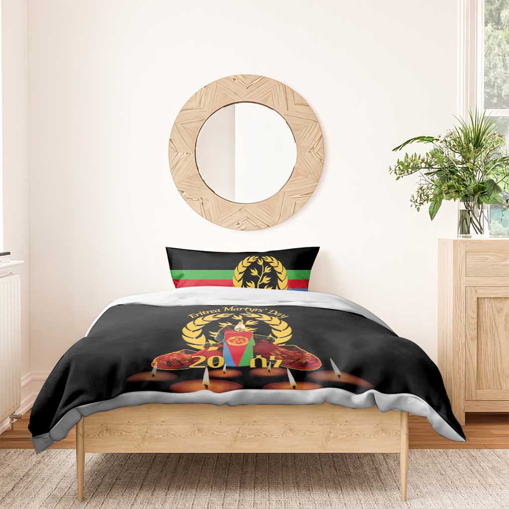 Custom Eritrea Martyrs' Day Bedding Set 20 June Shida Shoes With Candles - Black LT14