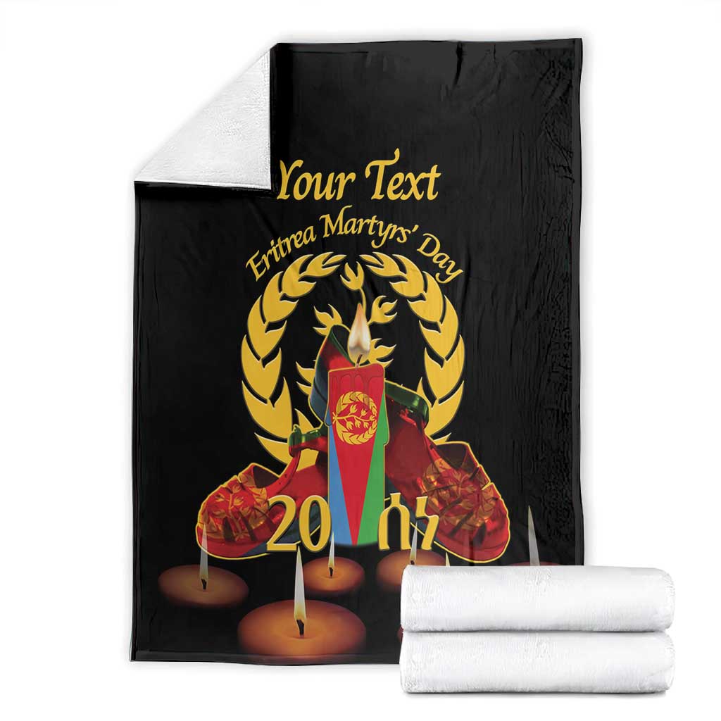 Custom Eritrea Martyrs' Day Blanket 20 June Shida Shoes With Candles - Black LT14