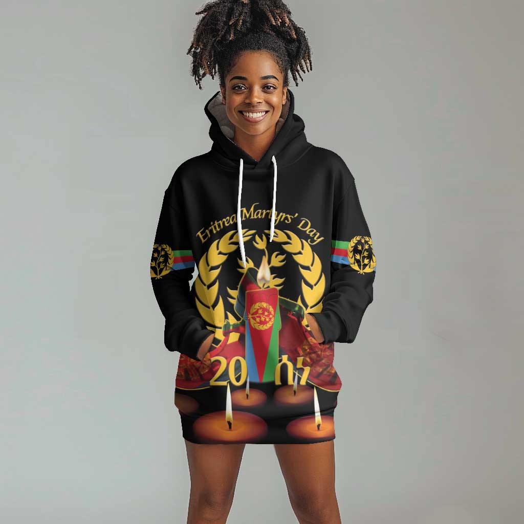 Custom Eritrea Martyrs' Day Hoodie Dress 20 June Shida Shoes With Candles - Black LT14