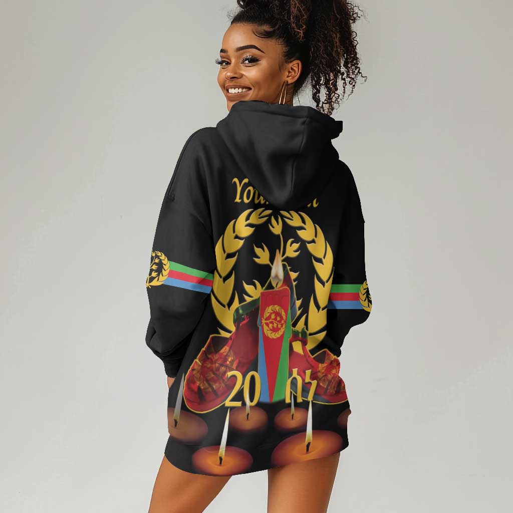 Custom Eritrea Martyrs' Day Hoodie Dress 20 June Shida Shoes With Candles - Black LT14