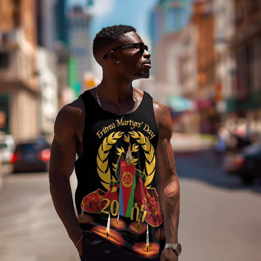Custom Eritrea Martyrs' Day Men Tank Top 20 June Shida Shoes With Candles - Black LT14