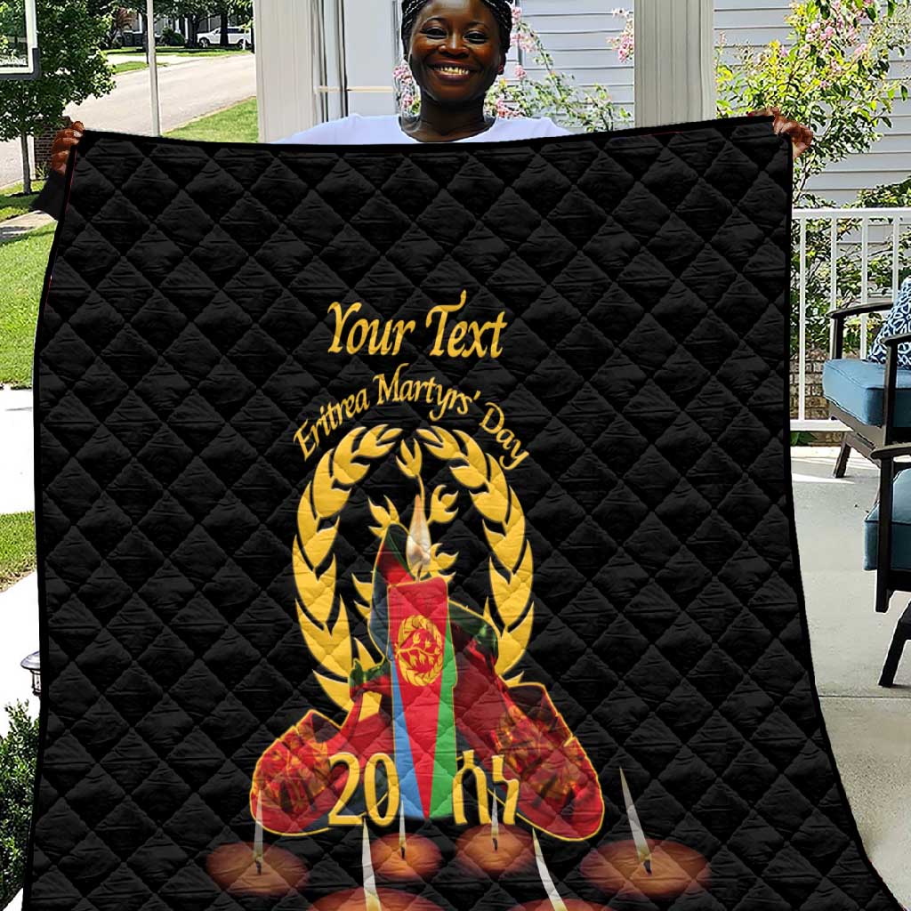 Custom Eritrea Martyrs' Day Quilt 20 June Shida Shoes With Candles - Black LT14