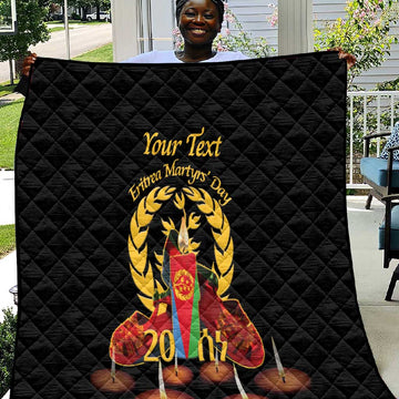 Custom Eritrea Martyrs' Day Quilt 20 June Shida Shoes With Candles - Black LT14