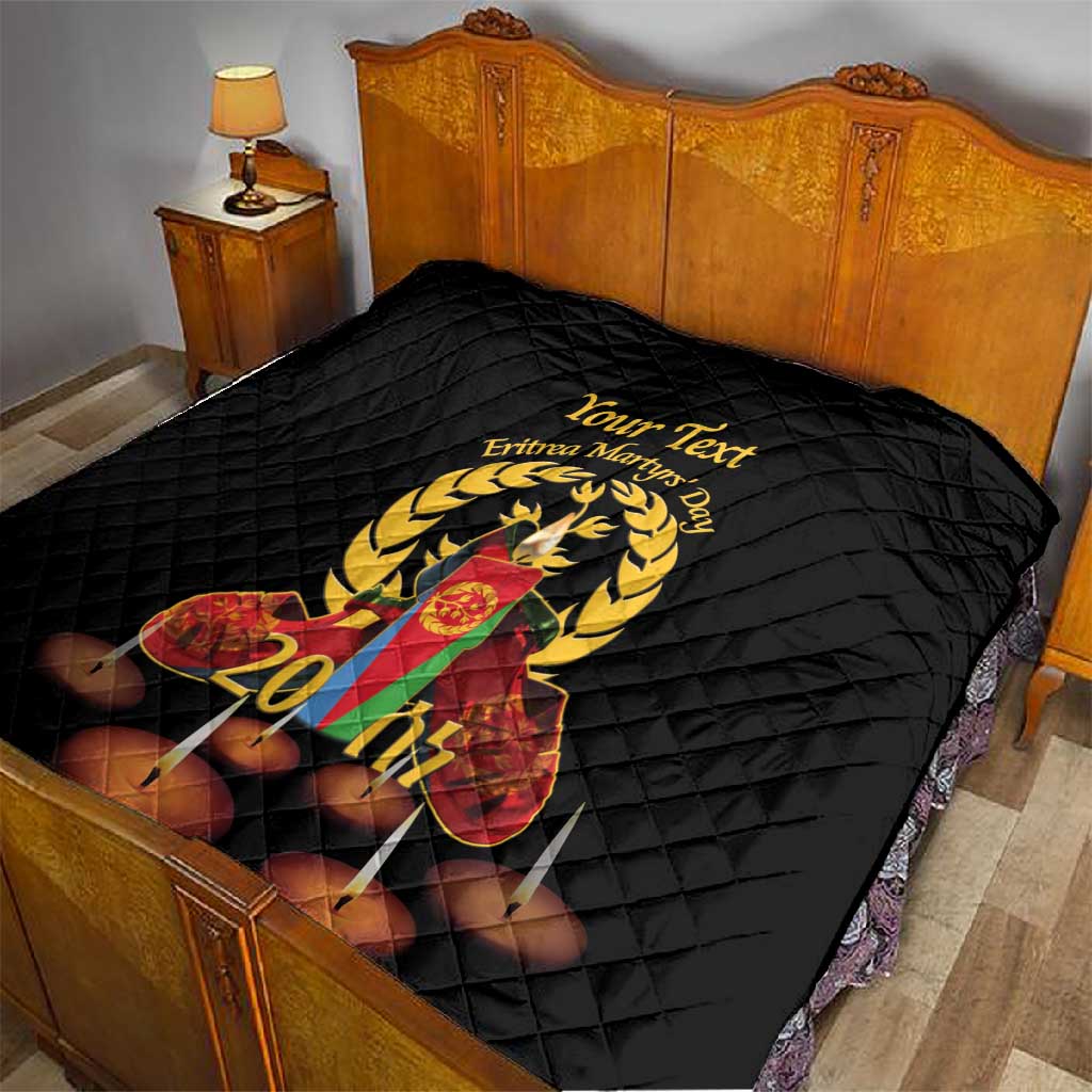 Custom Eritrea Martyrs' Day Quilt 20 June Shida Shoes With Candles - Black LT14