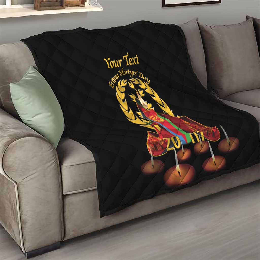 Custom Eritrea Martyrs' Day Quilt 20 June Shida Shoes With Candles - Black LT14