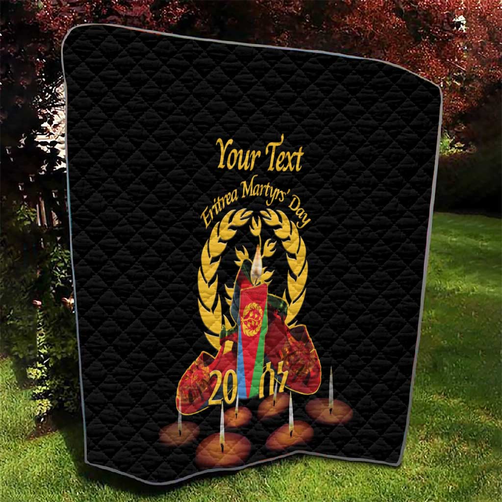 Custom Eritrea Martyrs' Day Quilt 20 June Shida Shoes With Candles - Black LT14
