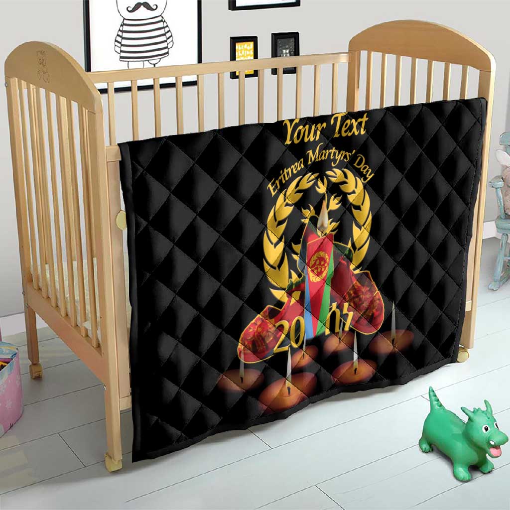 Custom Eritrea Martyrs' Day Quilt 20 June Shida Shoes With Candles - Black LT14