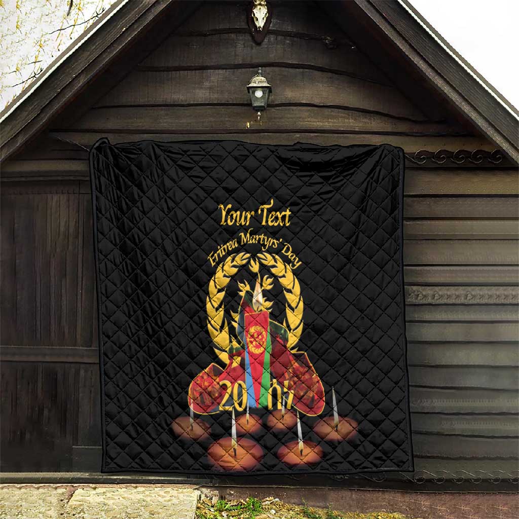 Custom Eritrea Martyrs' Day Quilt 20 June Shida Shoes With Candles - Black LT14
