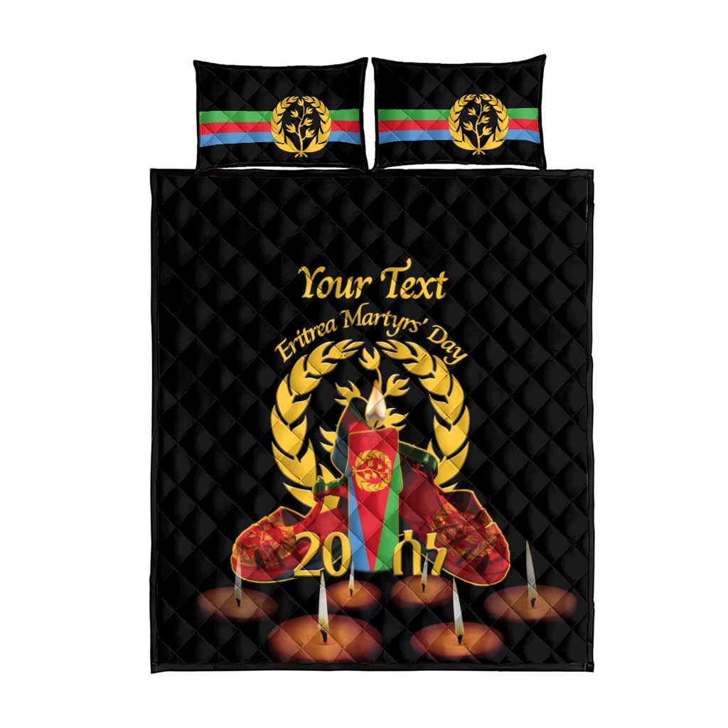 Custom Eritrea Martyrs' Day Quilt Bed Set 20 June Shida Shoes With Candles - Black LT14