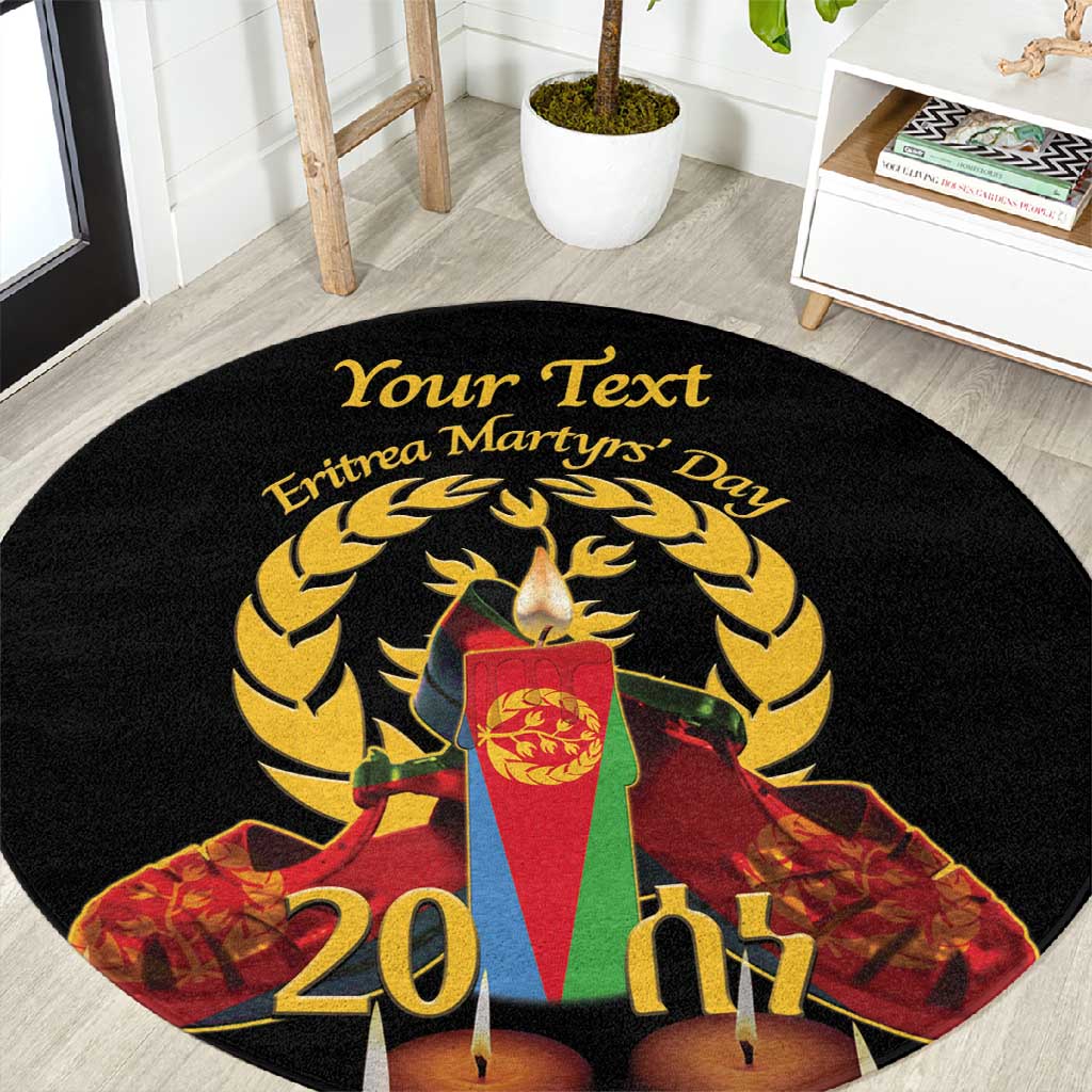 Custom Eritrea Martyrs' Day Round Carpet 20 June Shida Shoes With Candles - Black LT14