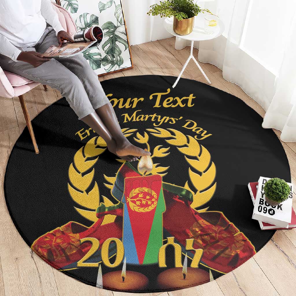 Custom Eritrea Martyrs' Day Round Carpet 20 June Shida Shoes With Candles - Black LT14
