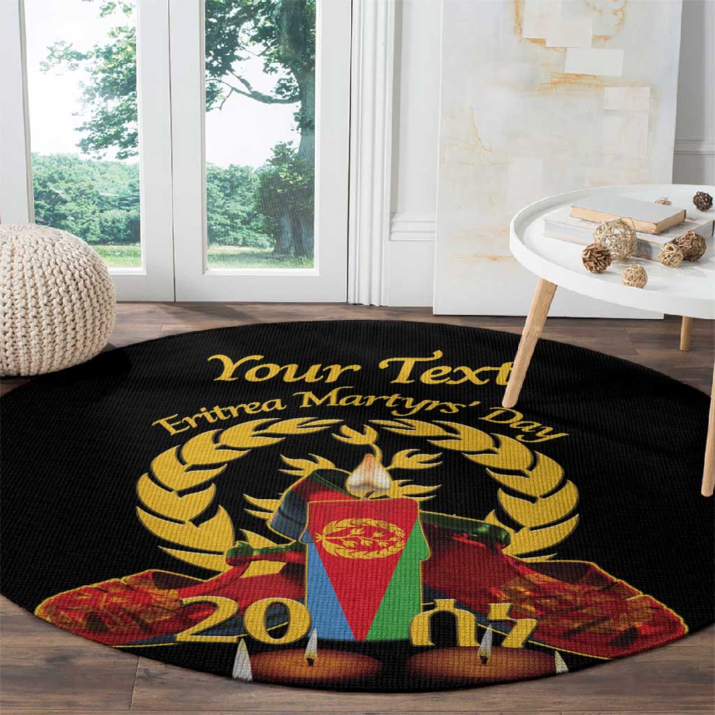 Custom Eritrea Martyrs' Day Round Carpet 20 June Shida Shoes With Candles - Black LT14