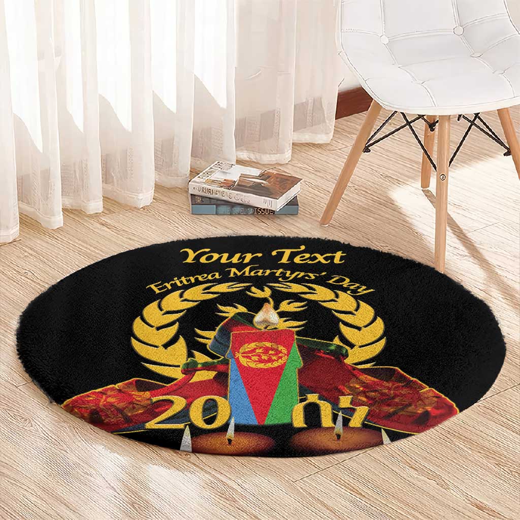 Custom Eritrea Martyrs' Day Round Carpet 20 June Shida Shoes With Candles - Black LT14