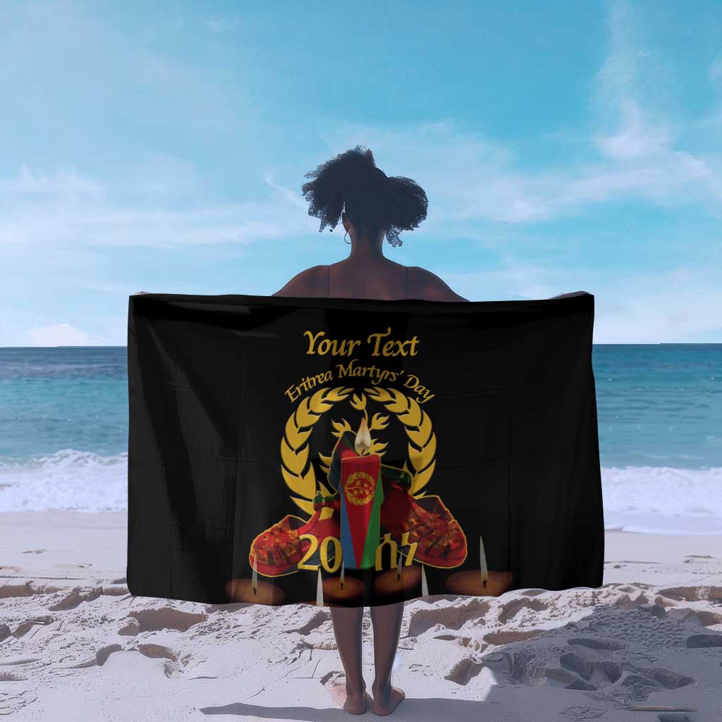 Custom Eritrea Martyrs' Day Sarong 20 June Shida Shoes With Candles - Black LT14
