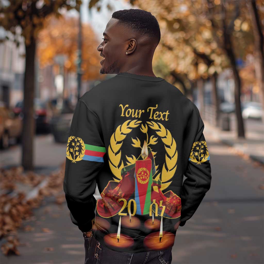 Custom Eritrea Martyrs' Day Sweatshirt 20 June Shida Shoes With Candles - Black LT14