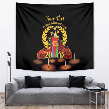 Custom Eritrea Martyrs' Day Tapestry 20 June Shida Shoes With Candles - Black LT14