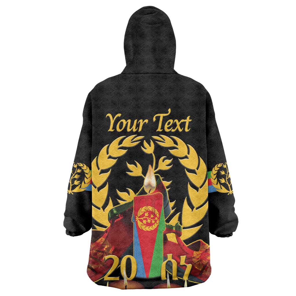 Custom Eritrea Martyrs' Day Wearable Blanket Hoodie 20 June Shida Shoes With Candles - Black LT14