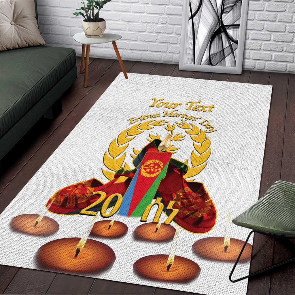 Custom Eritrea Martyrs' Day Area Rug 20 June Shida Shoes With Candles - White LT14